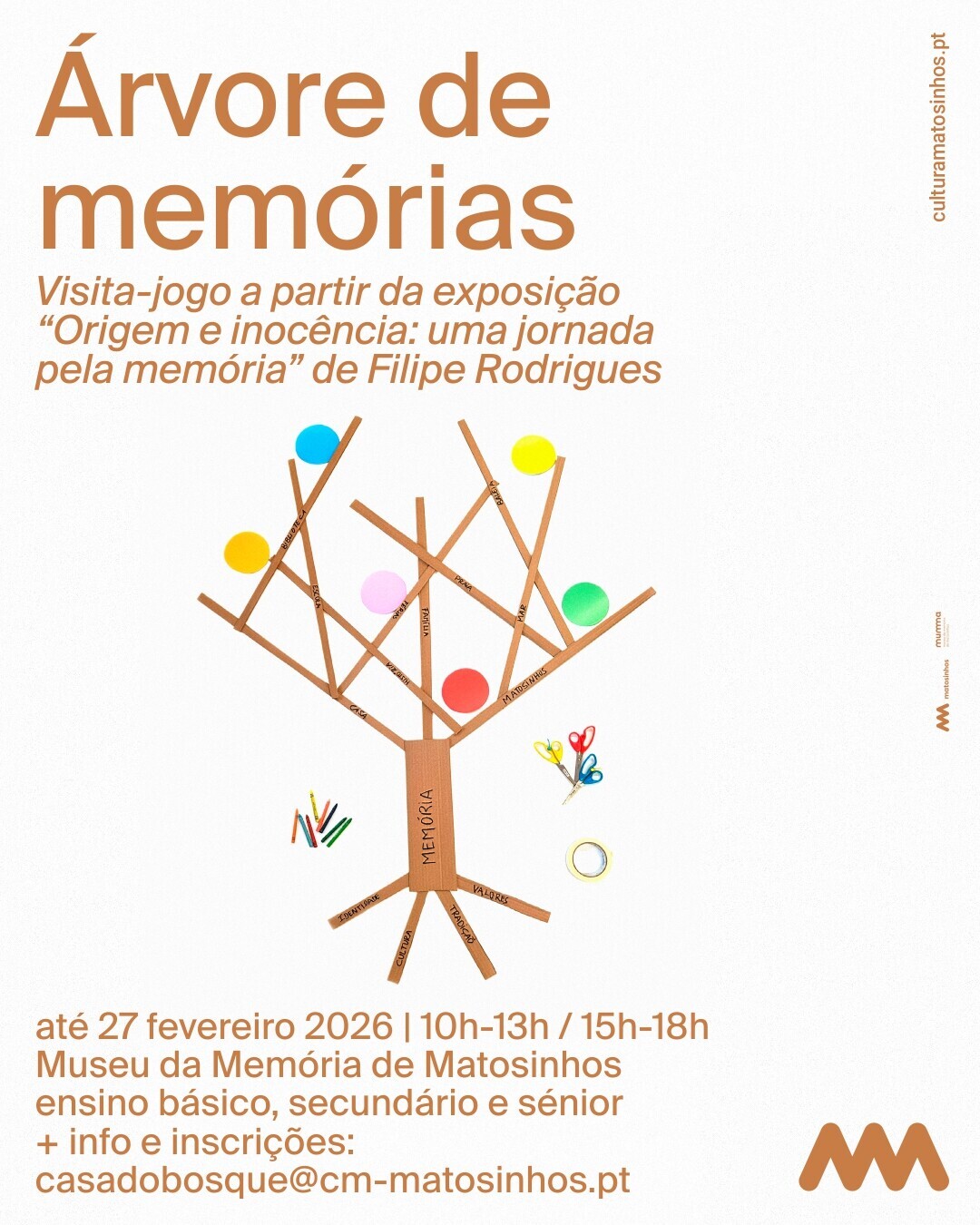 ARVORE COM MEMORIAS. Cartaz com uma &aacute;rvore, com algumas palavras no tronco e nos ramos.